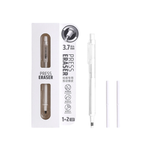 Push Button Activated Eraser Pen Compacts Size-White round head