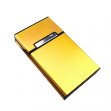 (Golden) Brushed Aluminum Cigarette Case with Magnetic Flip Lid, a Gift Box For Father Husband