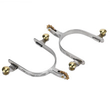 Stainless Steel Cowboy Horse Spurs 2PCS Compact with Brass Rowel Belt Button