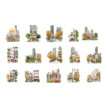 Townscape Scenery Sticker Miniature Scene PET Sticker For-4