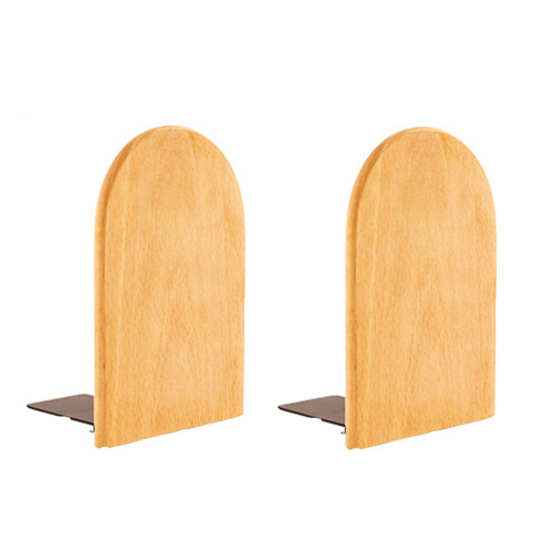 Wood Books Stand Elegant Bookends-Beech round head large