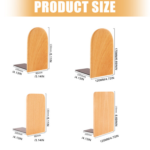Wood Books Stand Elegant Bookends-Beech round head large 2