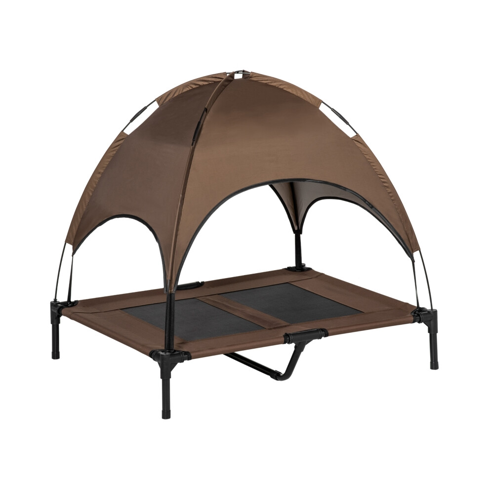 Waterproof Elevated Dog Cot with Canopy Breathable Mesh UV Protection for Large Dogs 92x76x90cm Brown-image-OPC-PMZ66NK-NEW