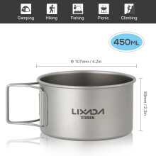Titanium Camping-Schüssel 450 ml Mit Faltbaren Griffen Robuster Outdoor-Lebensmittelsbehälter