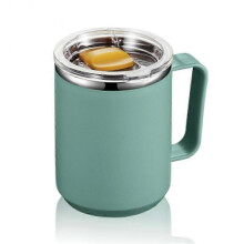 (Green)Double Wall Stainless Steel Vacuum Mug with Handle and Lid, a Portable Insulated Cup for Travel