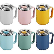 (Blue)Double Wall Stainless Steel Vacuum Mug with Handle and Lid, a Portable Insulated Cup for Travel