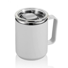 (White)Double Wall Stainless Steel Vacuum Mug with Handle and Lid, a Portable Insulated Cup for Travel