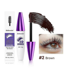(Brown) 5D Silk Fiber Eyelash Volume Mascara with Soft Brush for Sensational, Long-Lasting Waterproof Lashes