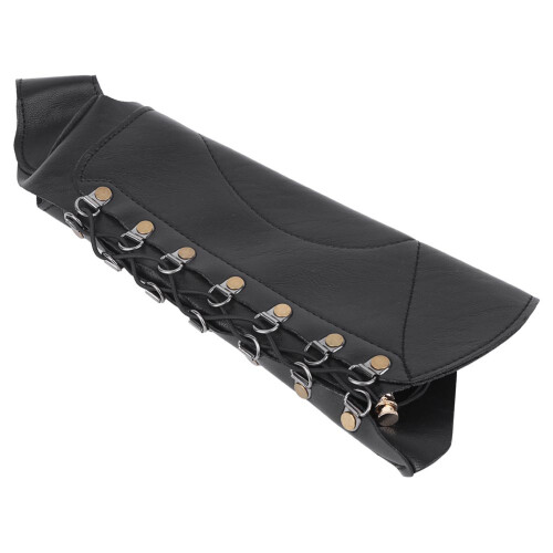 Two Generation Outdoor Bow Shooting Arm Guard PU Black/Brown Adjustable Strap