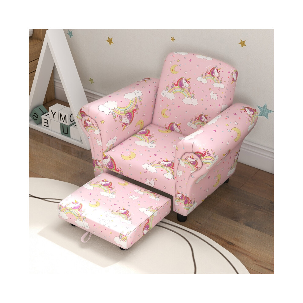 Children's Sofa Set Pink Unicorn Design Wooden Frame for 1.5-3 Years Old Perfect for Playroom Safe and Sturdy-image-OPC-PMZ68R2-NEW