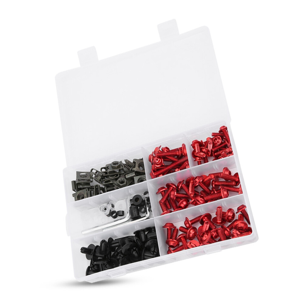 198Pcs Motorcycle Fairing Screws Kit M5 M6 Bolts For Windscreen Red 8121361443489