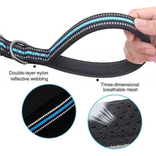 (black)Short Dog Leash, No Pull Nylon Traffic Lead with Padded Handle for Training Control Large/Medium Dogs 2