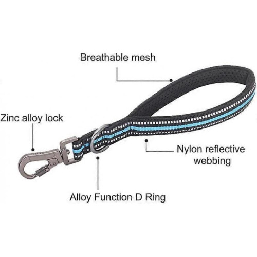 (black)Short Dog Leash, No Pull Nylon Traffic Lead with Padded Handle for Training Control Large/Medium Dogs 1