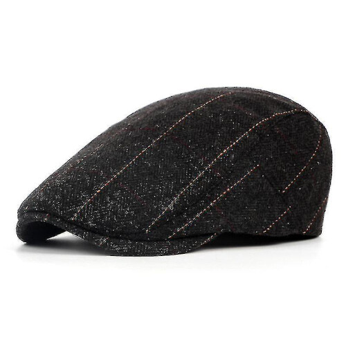 (black)Middle-aged And Elderly Peaked Cap Adjustable Classic Beret Flat Hat