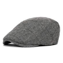 (Gray)Middle-aged And Elderly Peaked Cap Adjustable Classic Beret Flat Hat
