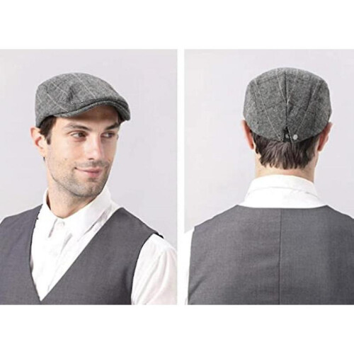(black)Middle-aged And Elderly Peaked Cap Adjustable Classic Beret Flat Hat 2