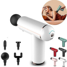 Massage Fascia Gun 4 Heads Percussion Pain Treatment Muscle Tension Relieve Fasciawhite