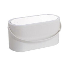 (White)Cosmetics Box Jewelry Makeup Storage Train Case with LED Light & Mirror Lid