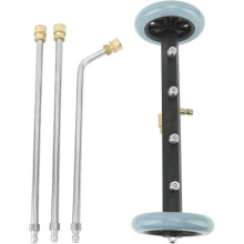 Surface Cleaner Power Washer Attachment Stainless Steel Brass Undercarriage Manageer Water Broom 1/4in Quick Connect, 4000 PSI