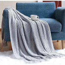 (grey)Bedspread, Bohemian style blanket, soft knitted blanket, reversible blanket, Nordic style sofa blanket 127220CM