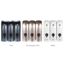 CHUANGDIAN 3-Chamber Wall-Mounted Soap Dispenser 900ml, White/Grey/Gold