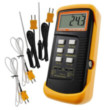 Type K Thermometer with 1300c Thermocouple Sensor (c,f And K with 4 Thermocouples (wired And Stainless Steel)