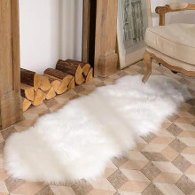 (Off White, Medium) Solid Color Faux Fur Rug, Soft Fluffy Rug, 1 Count Irregular Non-slip Soft Carpet, Winter Warm Floor Mat for