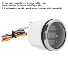 3-in-1 Water Temp Oil Pressure Fuel Level Gauge 52mm Black Dial