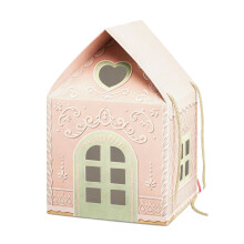 Boîte-cadeau de chalet en papier pour la saison-Rose 1 pièces