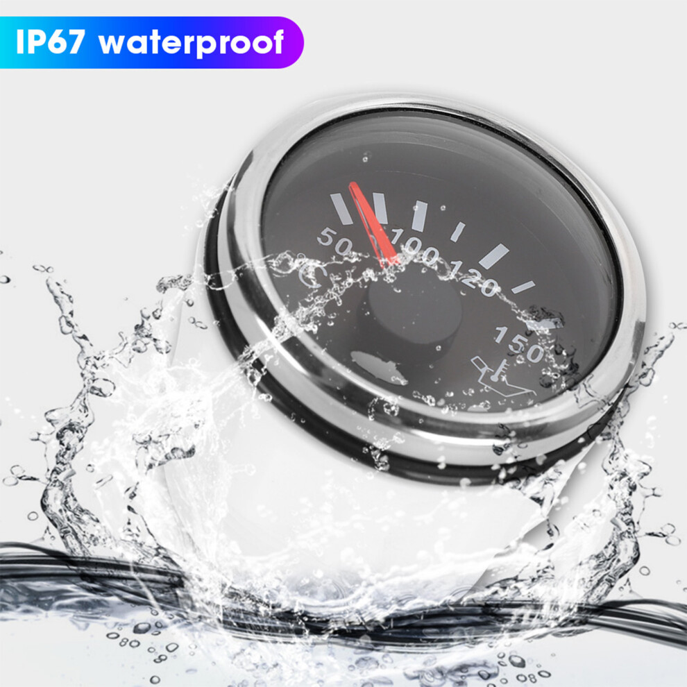 Marine Oil Temperature Gauge 52Mm/2In Stainless Steel With Alarm For Car Boat 9371361455503