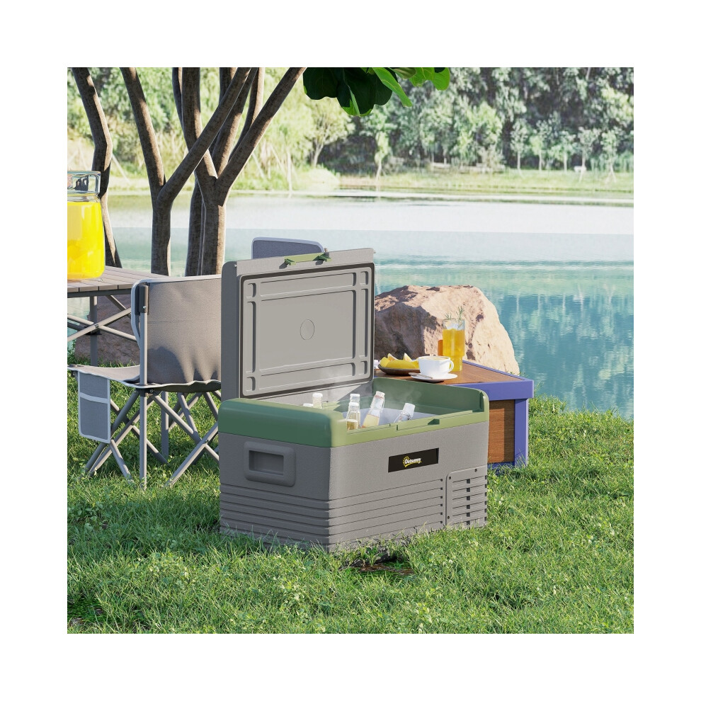 Light Green Grey 30L Car Refrigerator Portable Cooler - Compact Travel Insulated Box with Adjustable Temperature Settings-image-OPC-PMZ6RYW-NEW