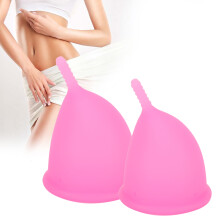 Pink Silicone Period Cup Set S & L Reusable Leakproof Feminine Tool