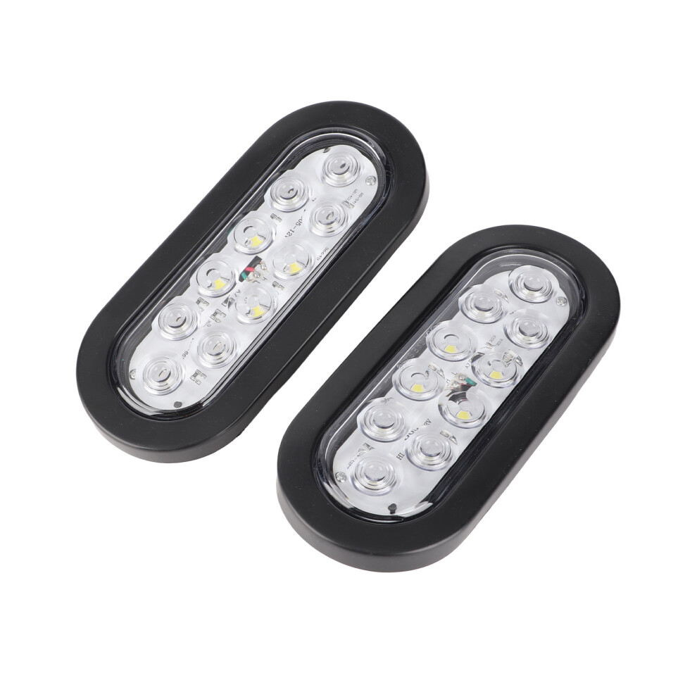 2Pcs 6In Ip67 10Led Oval Side Marker Tail Lights For Truck & Trailer White 7891361473120