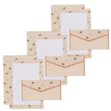 Floral Flower Stationery Set with 10 Envelopes, 10-Square pink