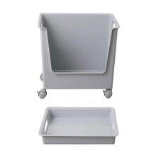 Waterproof Plastic Storage Box with Wheels Large Capacity-grey