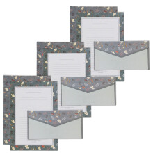 Floral Stationary Paper Set, Vintage Floral Flower-box gray