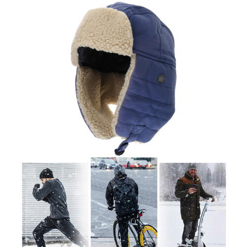 Ushanka Hat Thick Plush Hat Cap Windproof Warm Earflap-Blue 2