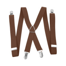 Adult Unisex Clip-On Suspenders Elastic X Shape-brown