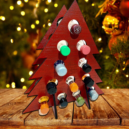 Practical Wood Advent Calendar Wine Stand Rack for Home-Red 1