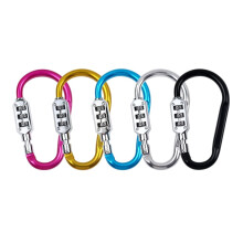 Security Cable Lock Outdoor Combination Locks 3-Digit Heavy Duty Carabiner Clip Golden