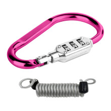 D-Shaped Code Lock for Bike Security Cable Lock,-rose Red