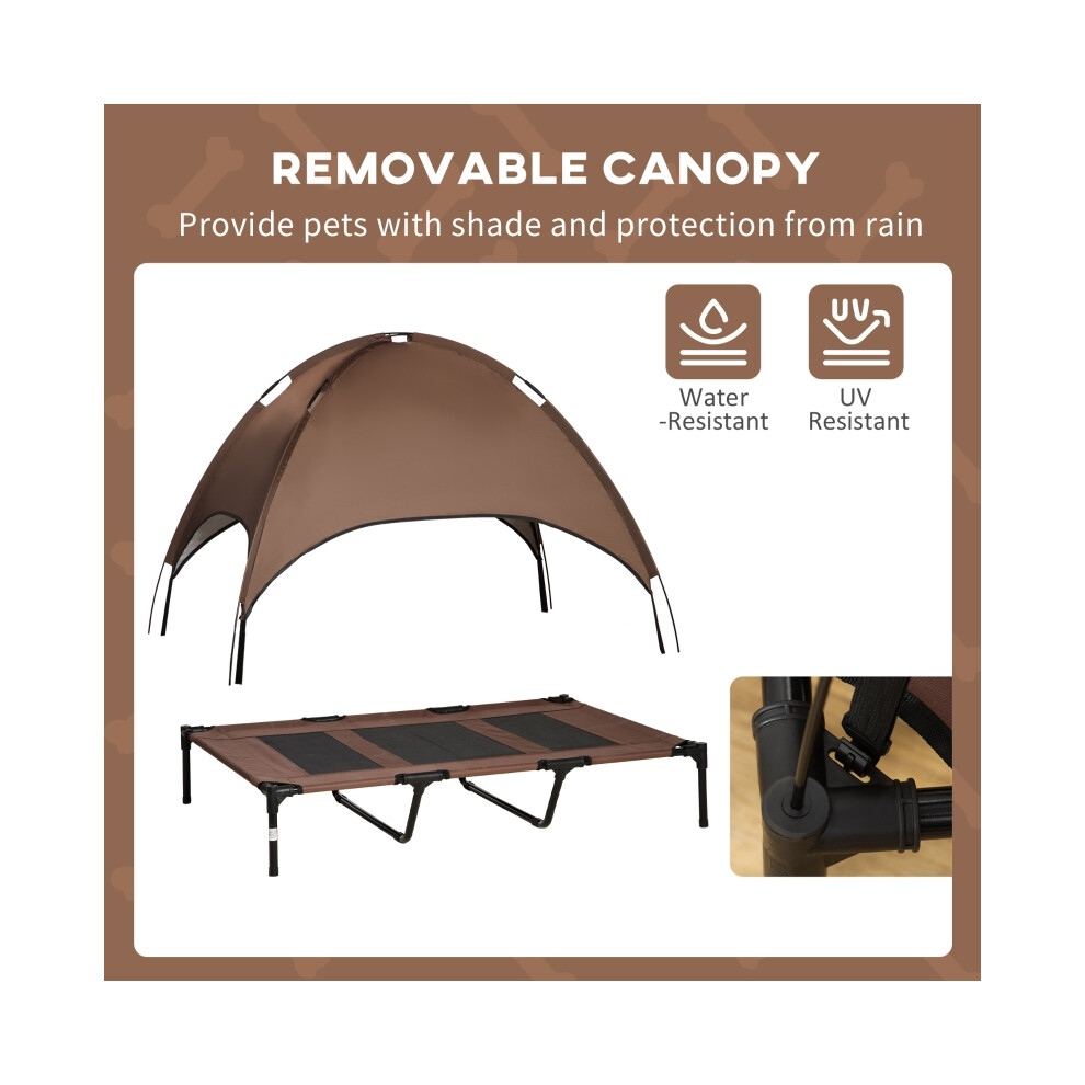 Durable Waterproof Pet Cot for XL Dogs - Elevated Dog Bed with UV Canopy & Breathable Mesh Brown 122x92x108cm-image-OPC-PMZ6X9C-NEW