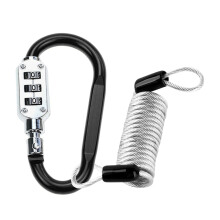 Combination Locks, 3-Digit Heavy Duty Carabiner Clips,-Black
