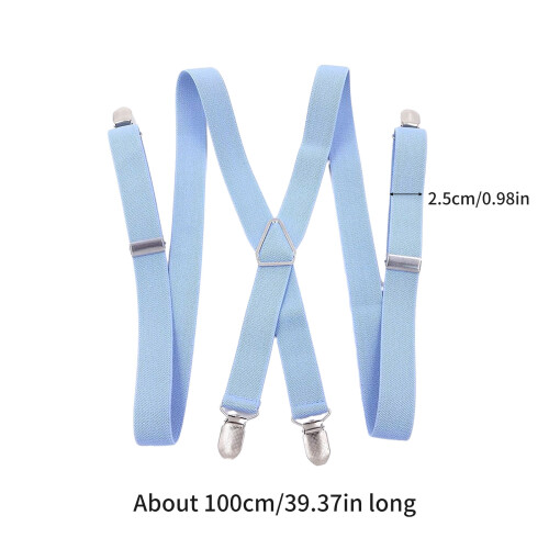 Adult X Shape Suspenders Adjustable Solid Color-medium gray 2