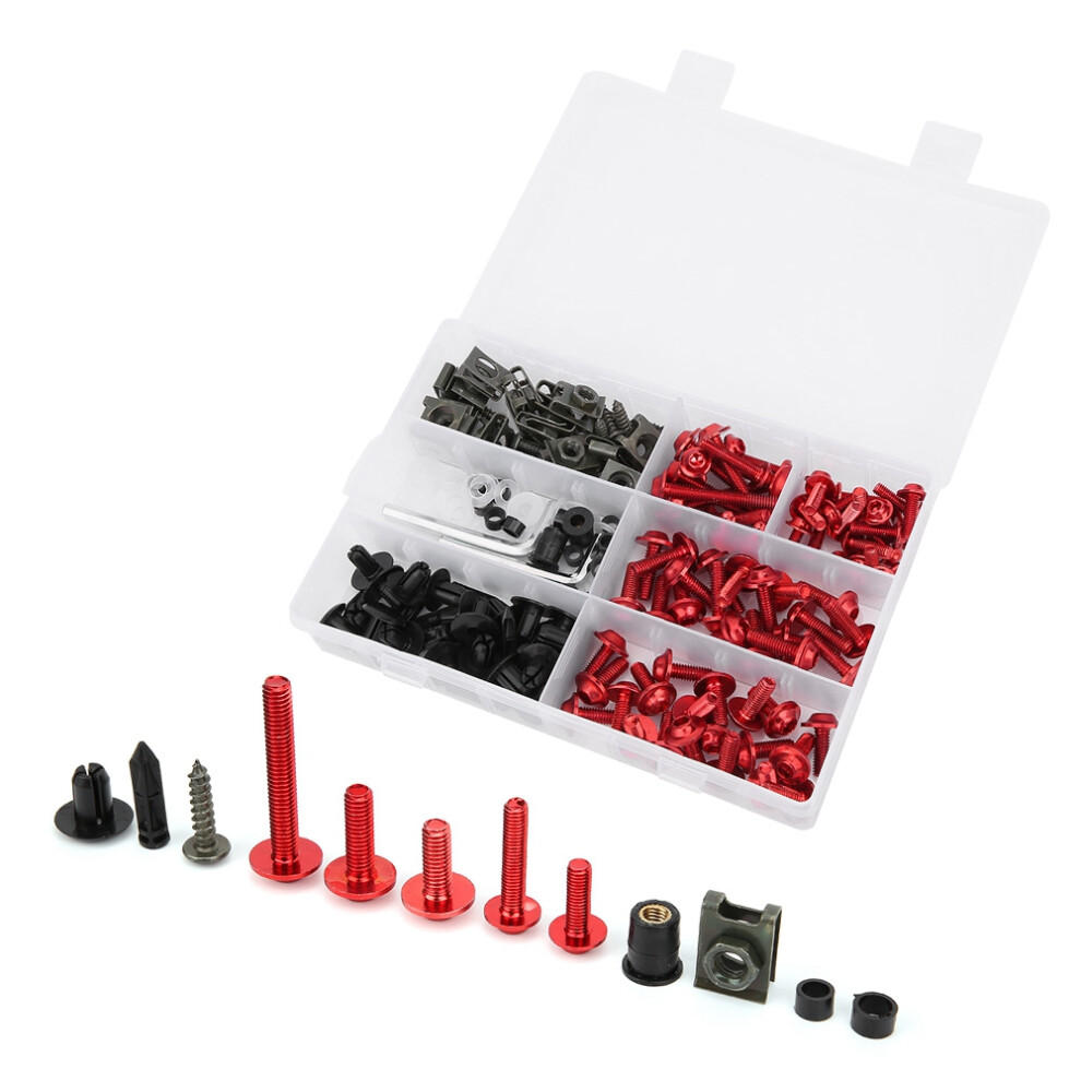 198Pcs Motorcycle Fairing Screws Kit M5 M6 Bolts For Windscreen Red 8351361481581