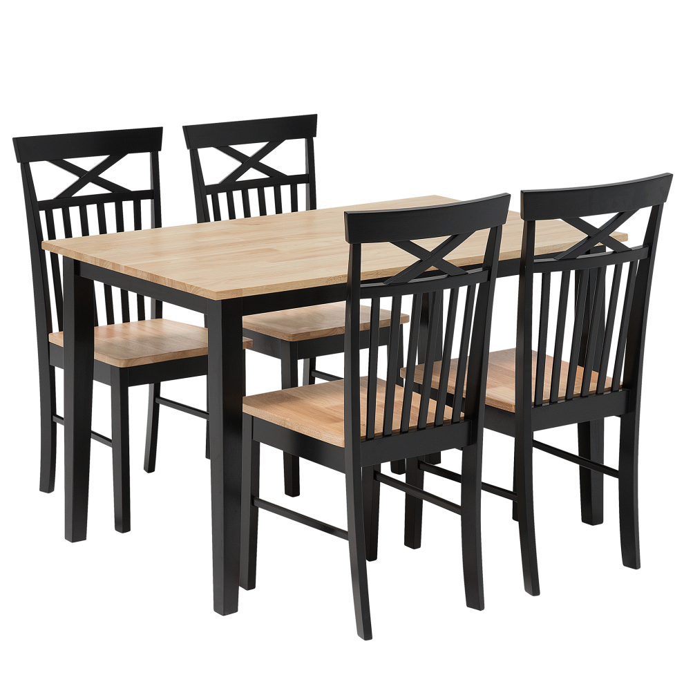 Dining Set HOUSTON Wood Brown/ Black 4 Seater-image-OPC-P8VTSB2-NEW