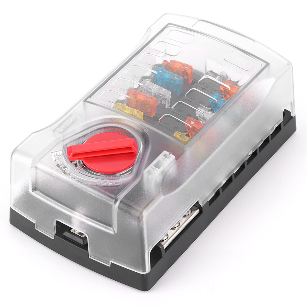 Dustproof Waterproof Fuse Box Indicator Light 12 Circuits For Car Yacht Marine 9441361484084