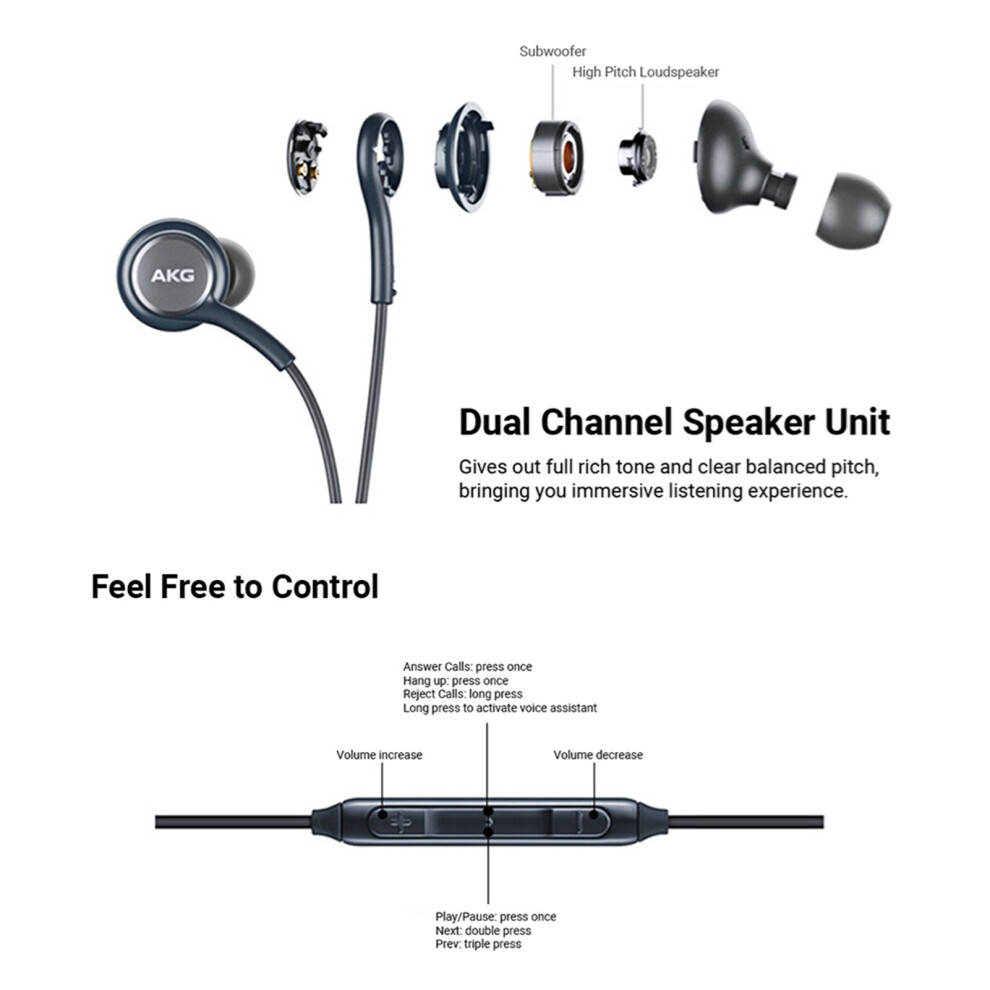 Wired Stereo Earphones With Microphone 3.5Mm Plug Deep Bass & Clear Sound Black 4951361484205