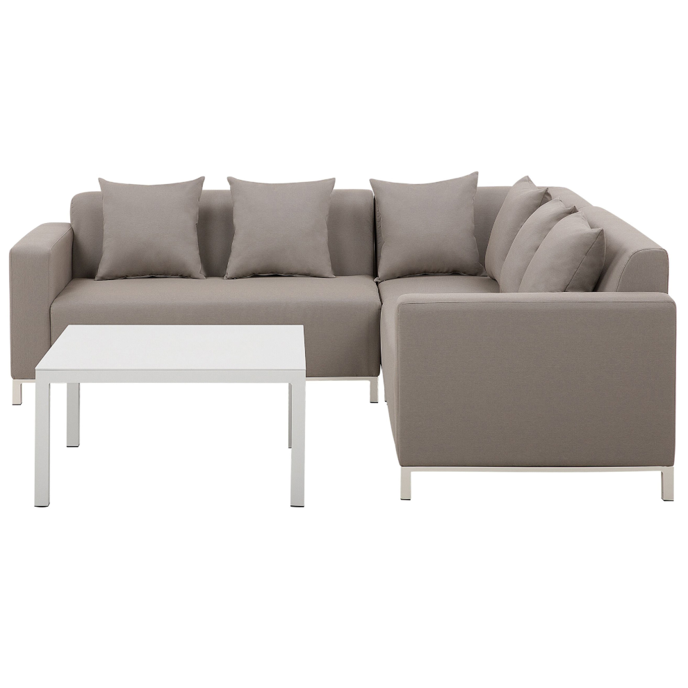 Garden Corner Sofa with Table 5 Seater BELIZE Left Hand Modular Beige-image-OPC-P8S5NFT-NEW