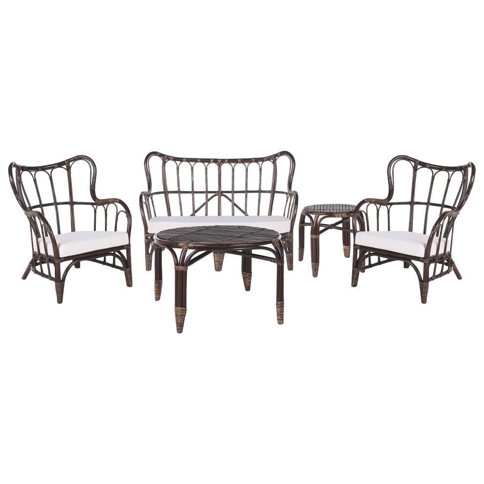 Garden Lounge Set with Table 4 Seater BRINDISI Rattan Dark Brown-image-OPC-P97HTQ7-NEW